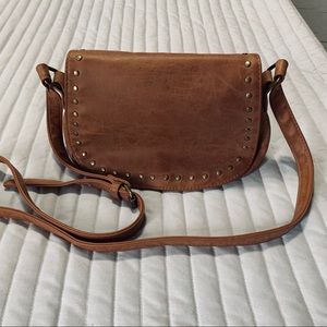 Boho Studded Tan “leather” crossbody bag